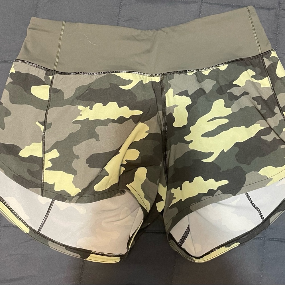 lululemon athletica Camo Print Athletic Shorts - Olive and Beige